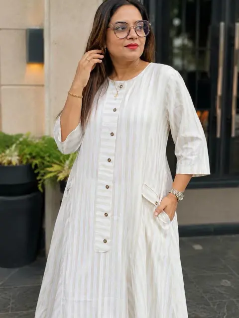 Striped Khadi Cotton Dress