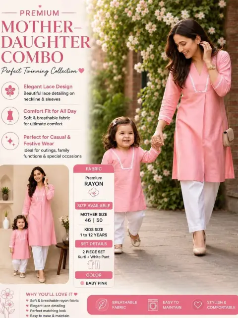 Mom and Kids Rayon Cotton Kids Outfit