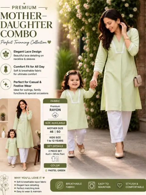 Mom and Kids Rayon Cotton Kids Outfit