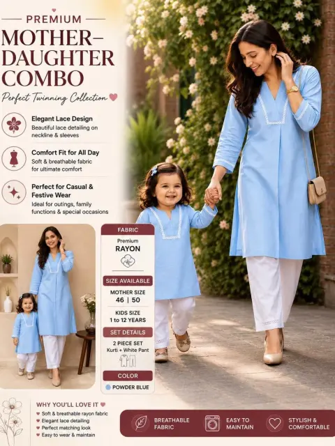 Mom and Kids Rayon Cotton Kids Outfit