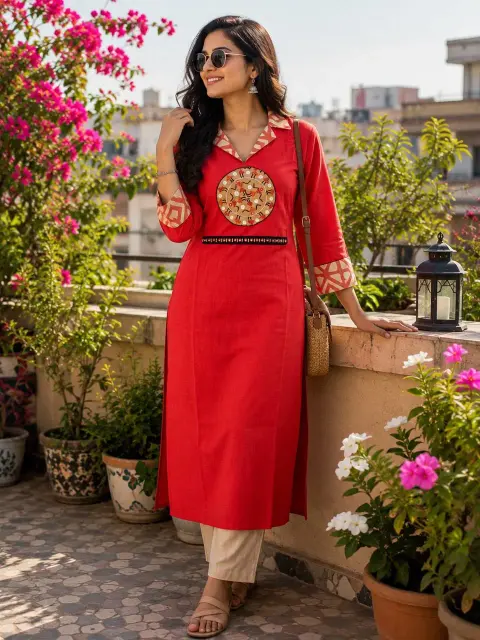 Hand Embroidery Embroidered Handloom Cotton Kurti