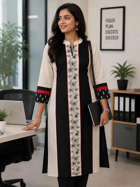 Hand Embroidery Embroidered Handloom Cotton Kurti
