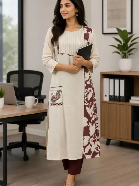 Hand Embroidery Embroidered Handloom Cotton Kurti