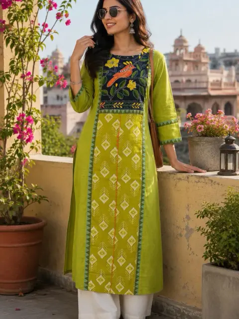 Hand Embroidery Embroidered Handloom Cotton Kurti