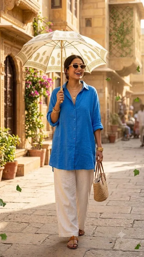 Plus Size Cotton Long Shirt