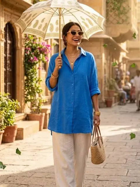 Plus Size Cotton Long Shirt