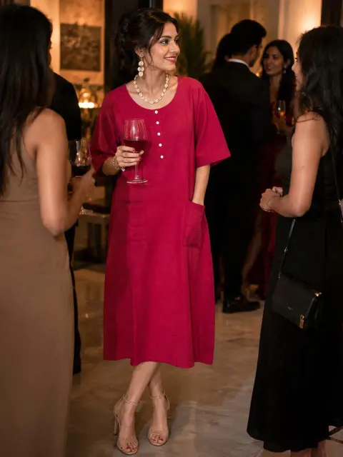 Midi Jute Linen Dress
