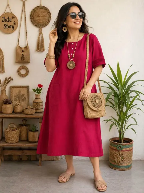 Midi Jute Linen Dress