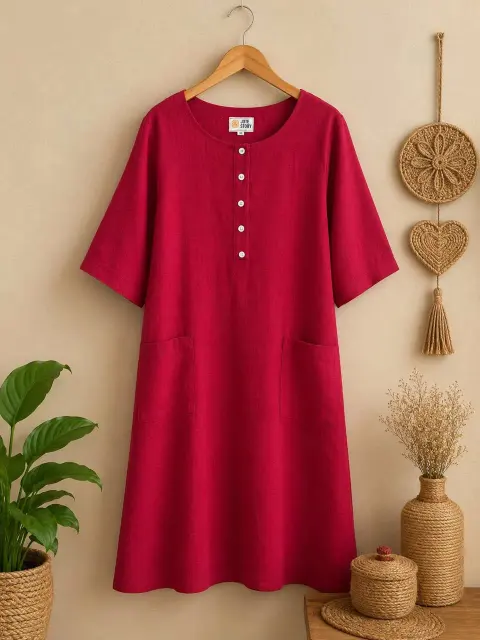 Midi Jute Linen Dress
