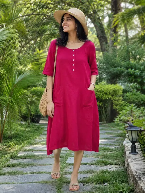 Midi Jute Linen Dress